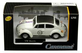 Volkswagen  - Beetle #53 white - 1:43 - Cararama - 11840 - cara11840 | Tom's Modelauto's