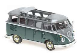 Volkswagen  - T1 Samba Bus 1961 grey/green - 1:43 - Maxichamps - 940052300 - mc940052300 | Toms Modelautos