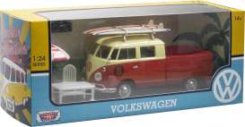 Volkswagen  - Pick-up Bus *Beach Party* red/white - 1:24 - Motor Max - 79722 - mmax79722 | Toms Modelautos