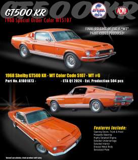 Ford  - Shelby GT500 KR 1968 orange - 1:18 - Acme Diecast - 1801873 - acme1801873 | Toms Modelautos