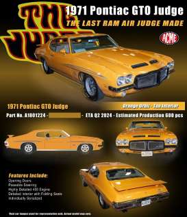 Pontiac  - GTO Judge 1971 orange orbit - 1:18 - Acme Diecast - 1801224 - acme1801224 | Toms Modelautos