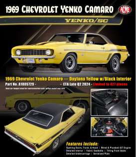 Chevrolet  - Yenko Camaro SC 1969 yellow/black - 1:18 - Acme Diecast - 1805729 - acme1805729 | Toms Modelautos