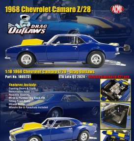 Chevrolet  - Camaro *Drag Outlaws* 1968 blue/yellow - 1:18 - Acme Diecast - 1805731 - acme1805731 | Toms Modelautos