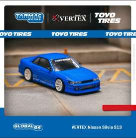 Nissan  - Silvia S13 blue - 1:64 - Tarmac - T64G-025-BL - TC-T64G025BL | Toms Modelautos