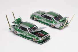 Nissan  - Skyline C210 Kaido House silver/green - 1:64 - Pop Race Limited - PR640061 - PR640061 | Tom's Modelauto's